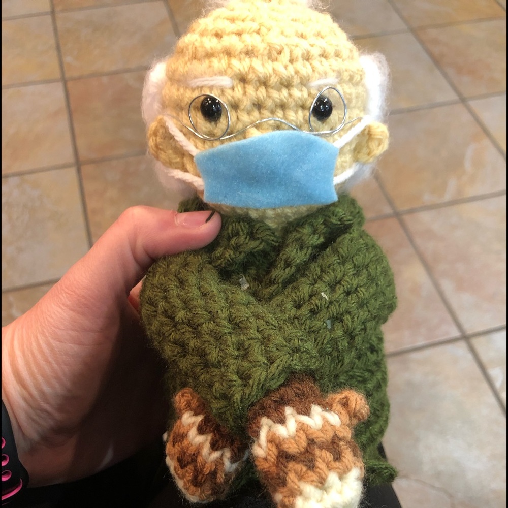 Handmade Bernie Sanders Doll w/ stand